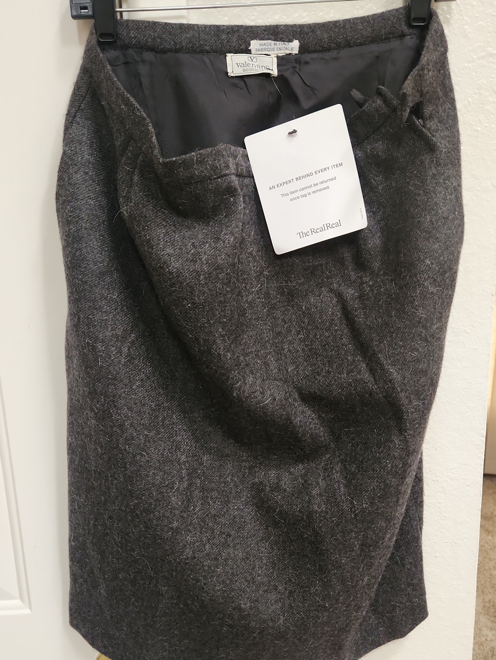 Valentino Charcoal Gray Wool A-Line Skirt
